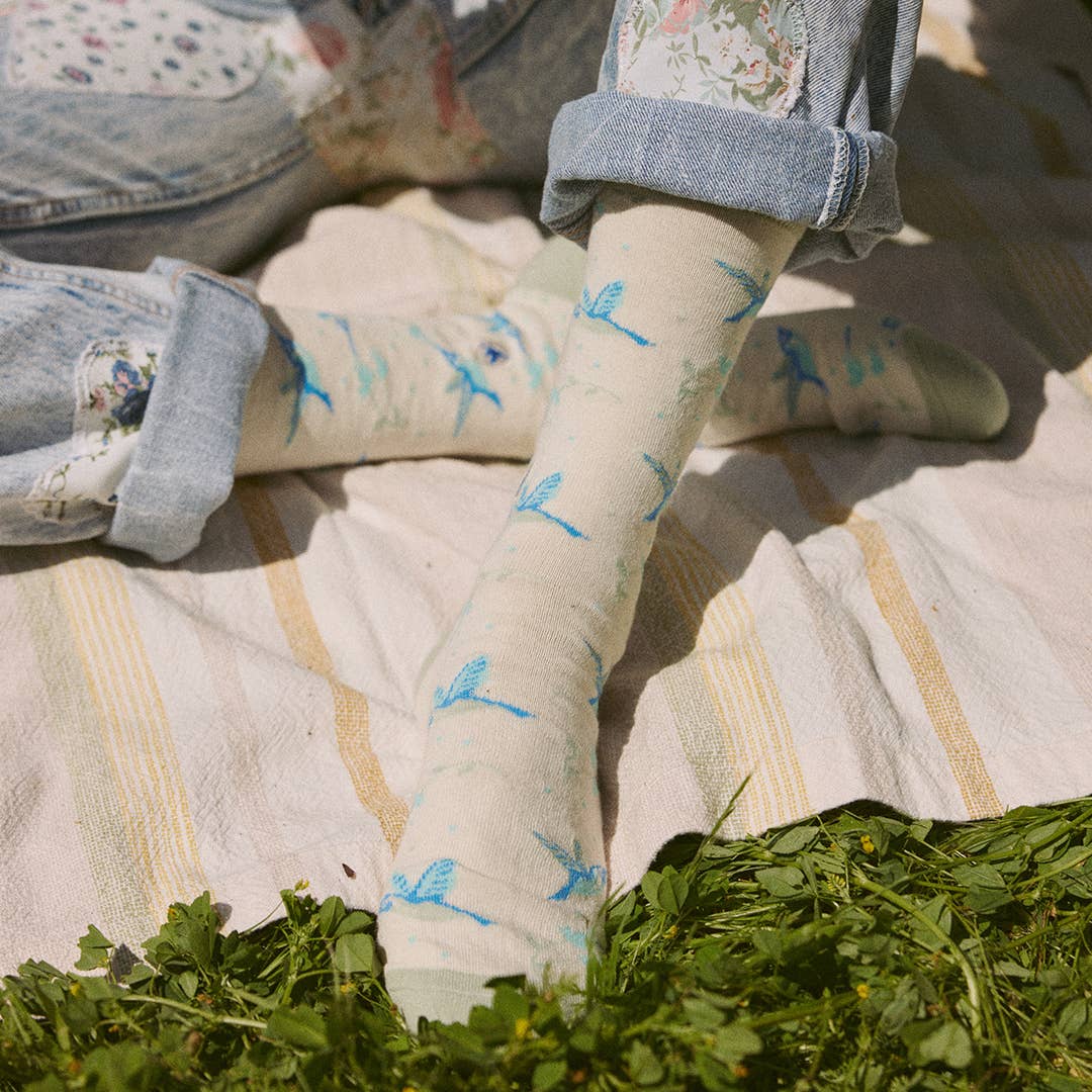 Socks that Protect Pollinators (Beige Hummingbirds): Small