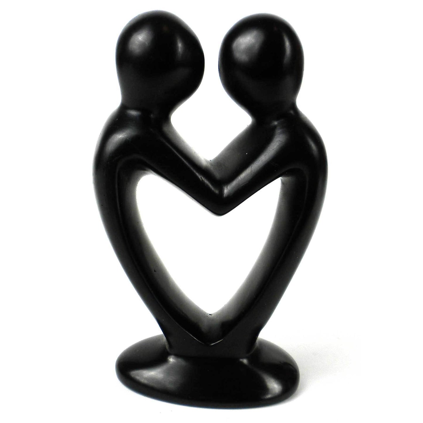 Lover's Heart Soapstone Sculpture Black Finish