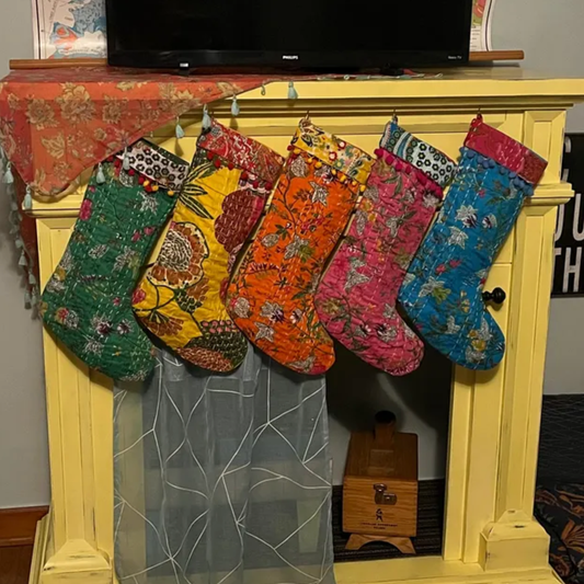 Kantha Stitched Stockings