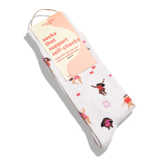 Socks that Support Self-Checks (Beige Women): Small