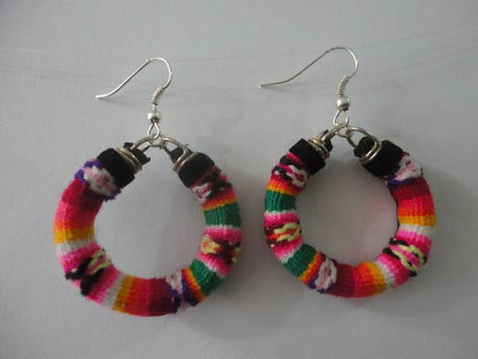 Manta Hoop Earrings Woven Wool Set Assorted Colors Dangles