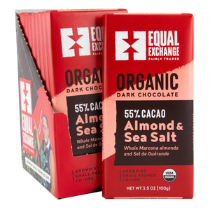 Organic Dark Chocolate Almond & Sea Salt, 55% cacao