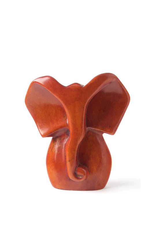 Brown Soapstone Elephant Bust Sculpture