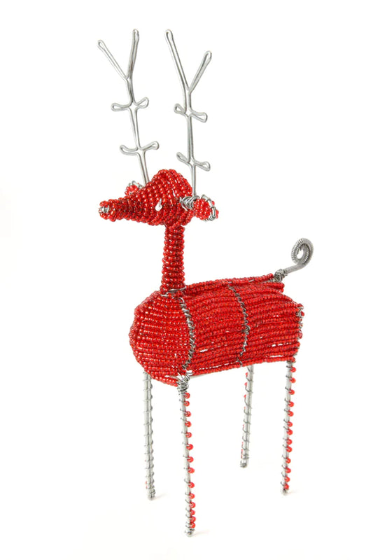 Beaded Wire Reindeer Sculpture