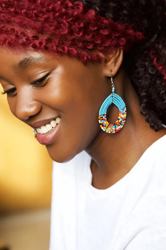 Rainbow Maasai Celebration Circle Earrings