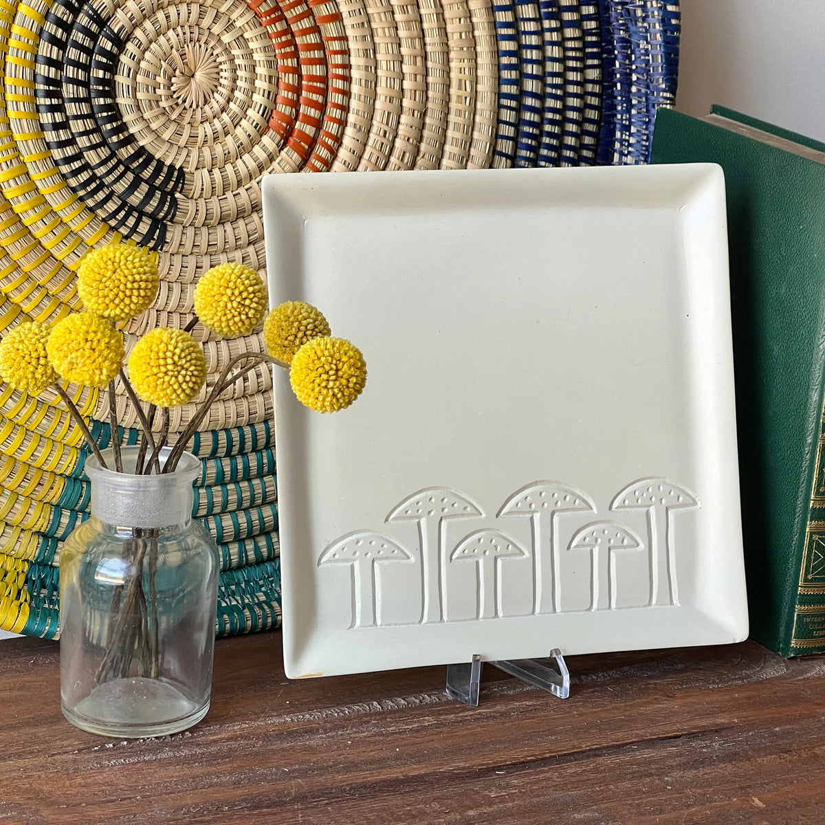 Soapstone Mushroom Design Square Plate Food Safe The Cob Mercantile