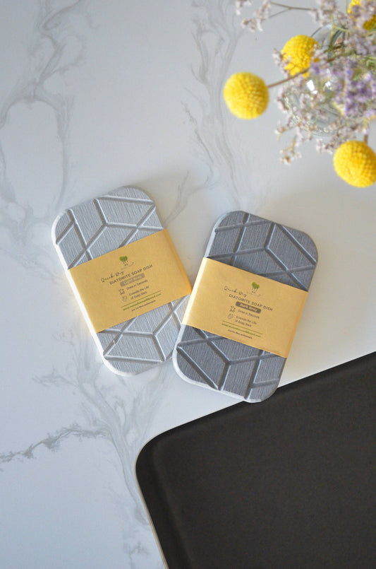 Geometric Quick-Dry Diatomite Soap Dish | Zero Waste | Eco: Light Gray