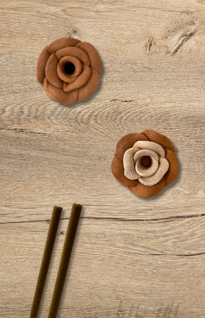 Clay Rose incense brner