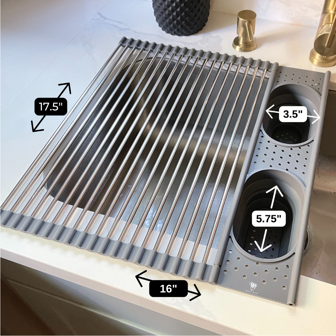 Roll up Silicone & Steel Dish Drying Rack: Black