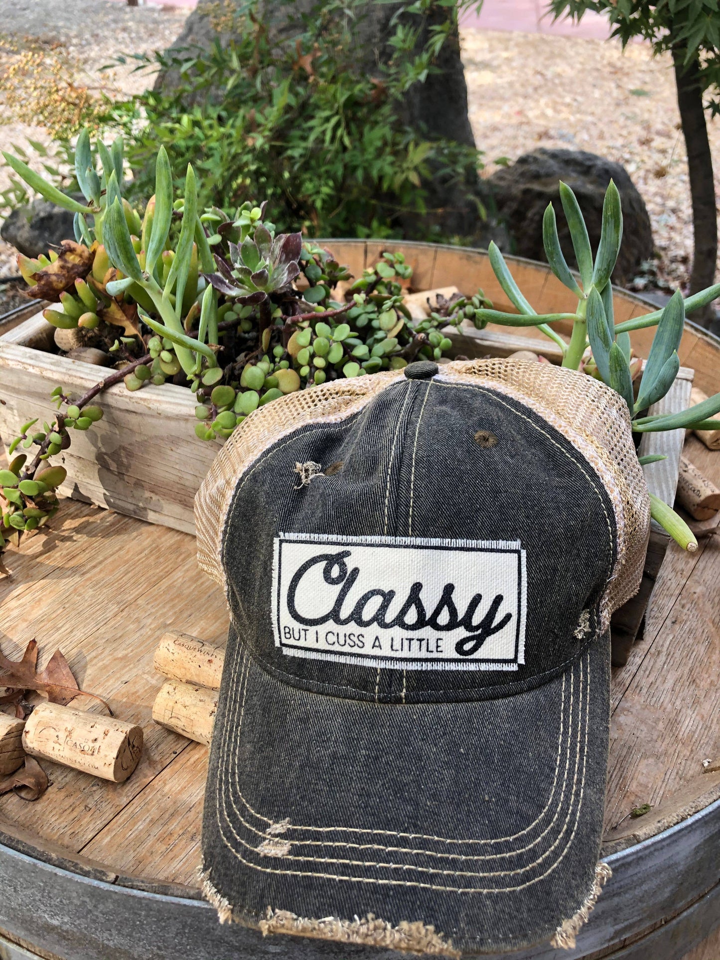 Classy But I Cuss A Little Distressed Trucker Cap
