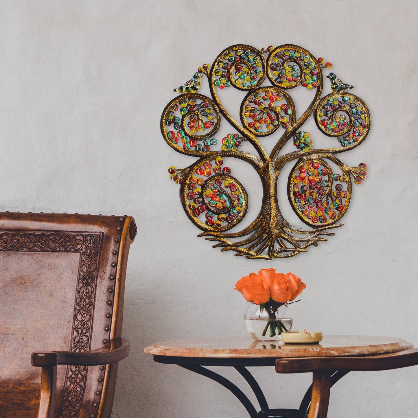 Autumn Spiral Tree of Life 24" Haitian Metal Drum