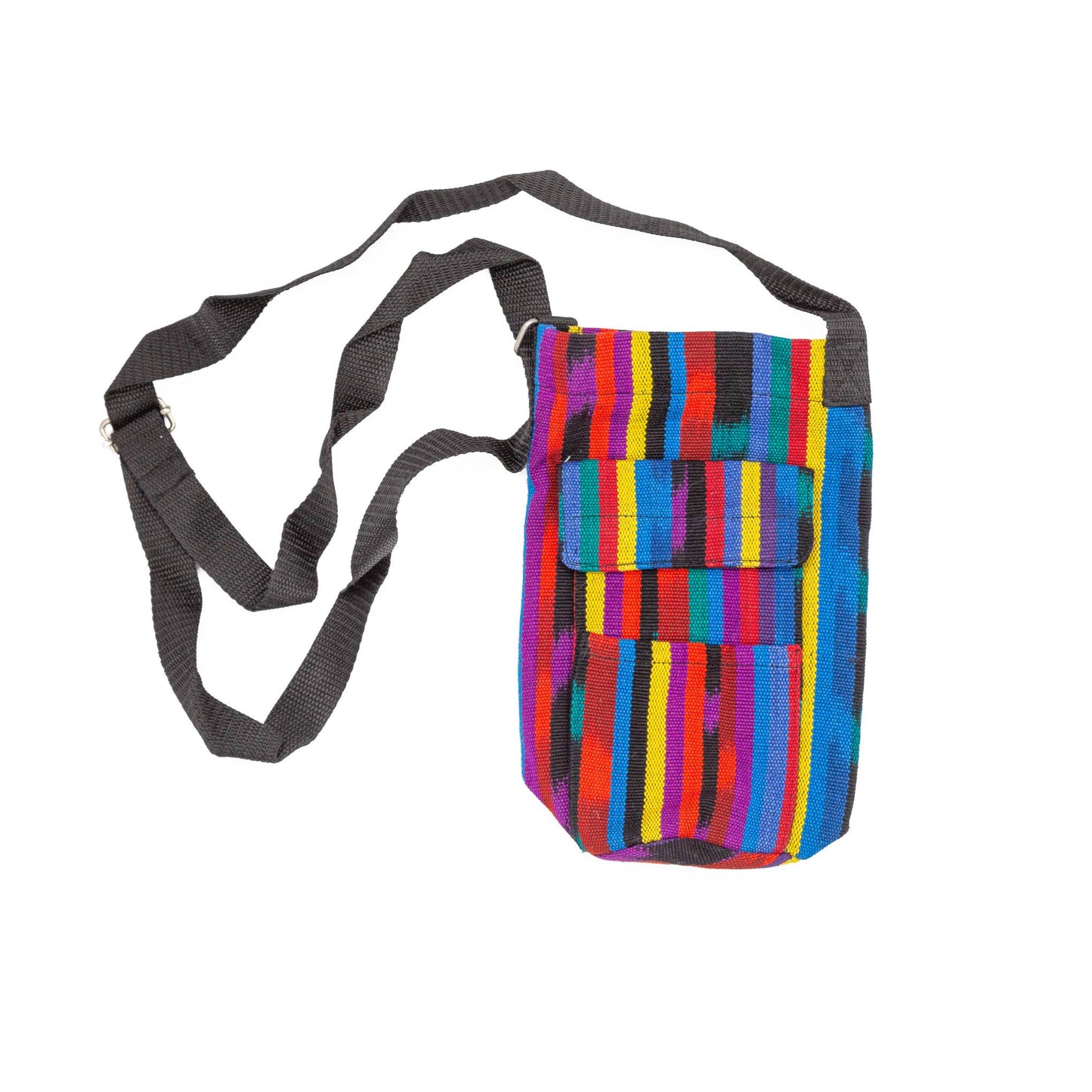 Water Bottle Holder Bag: Black Multi Ikat