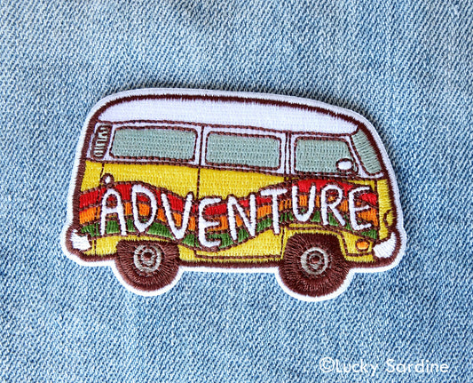 Rainbow Hippie Van, 70s Adventure Embroidered Iron-On Patch