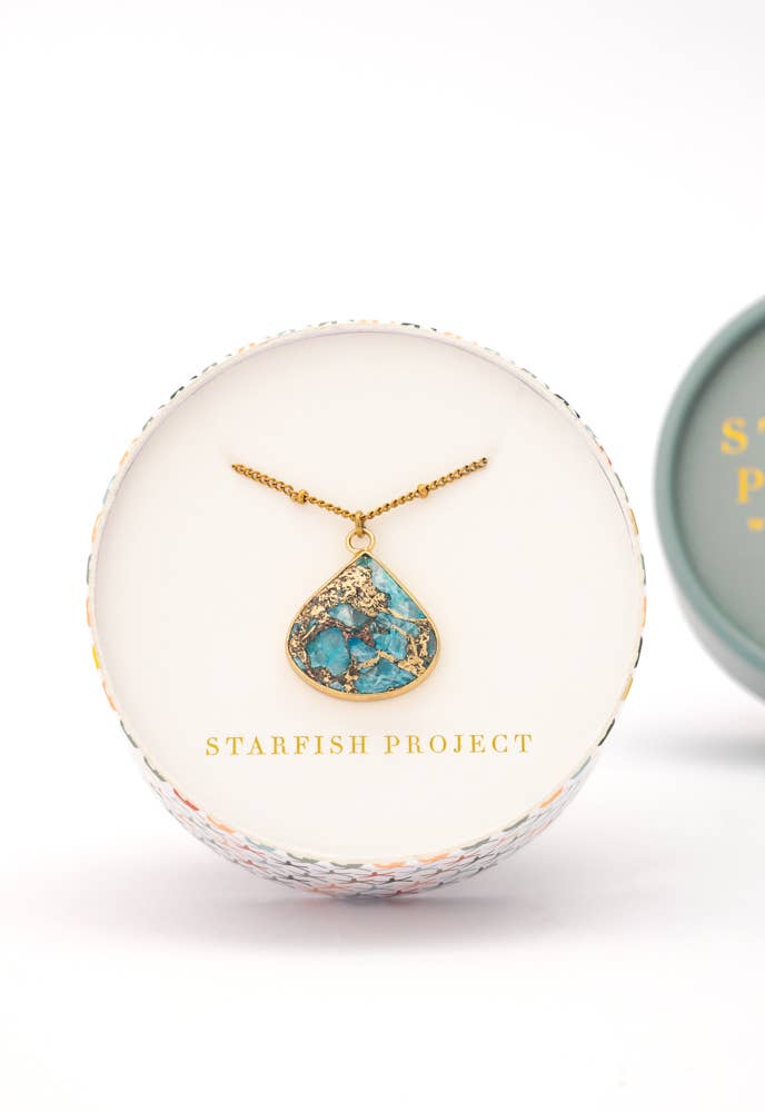 Emperor Stone Blossom Necklace- 14K Gold Plated Natural Stone Pendant Necklace