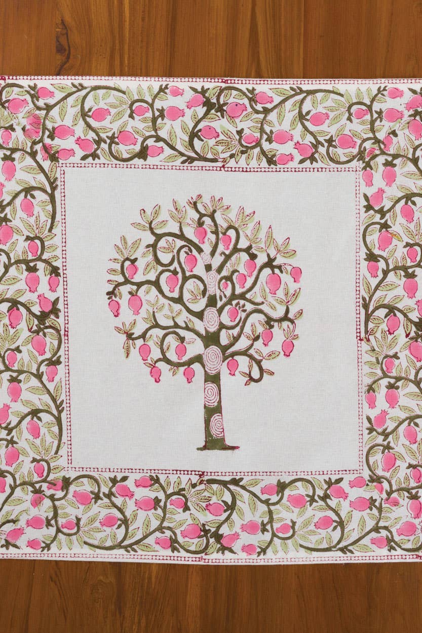 Blooming Tree Block Print Napkins - Set of 4