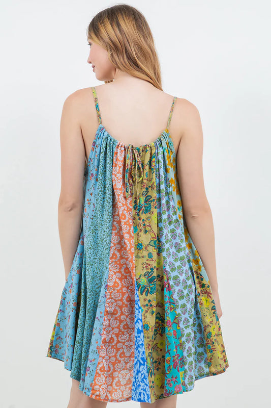 Cotton Panel Dress with Pockets