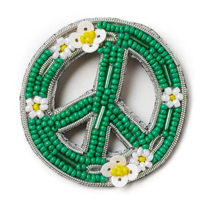 Beaded Peace Brooch Pin