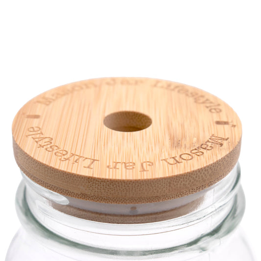 Bamboo Straw Hole Tumbler Lid for Mason Jars