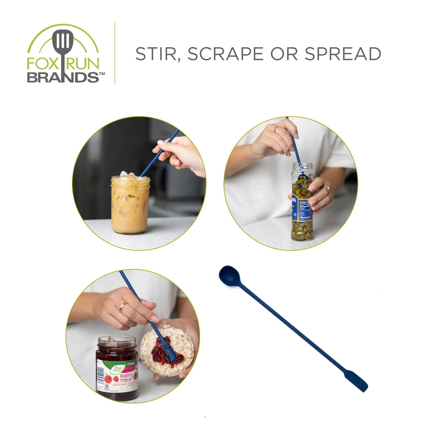 Fox Run Silicone Jar Scraper, Dual Sided, 11"
