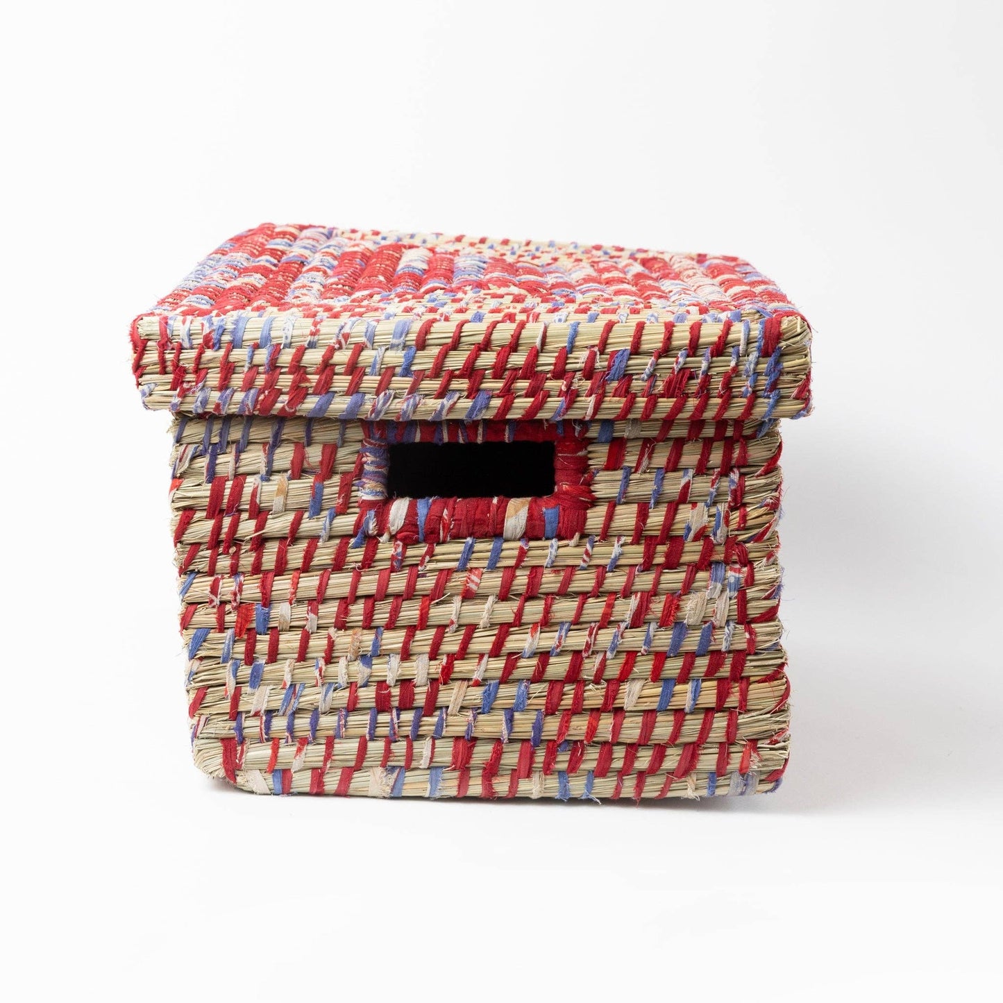 Lidded Assorted Sari Storage Basket 10.5H