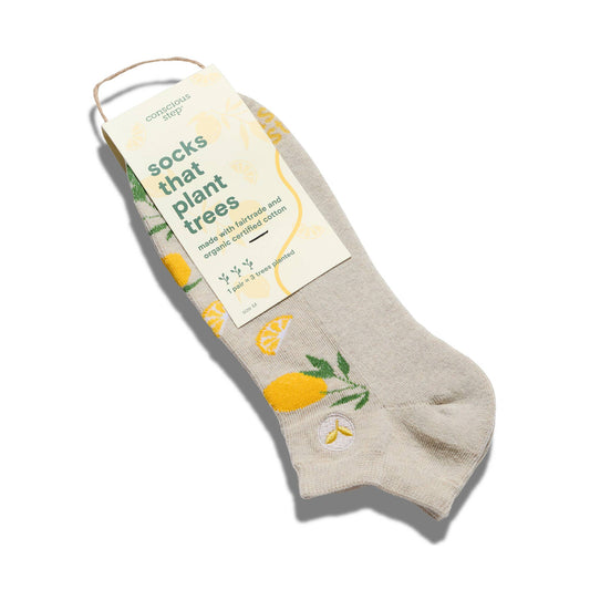 Ankle Socks that Plant Trees (Beige Lemons): Medium