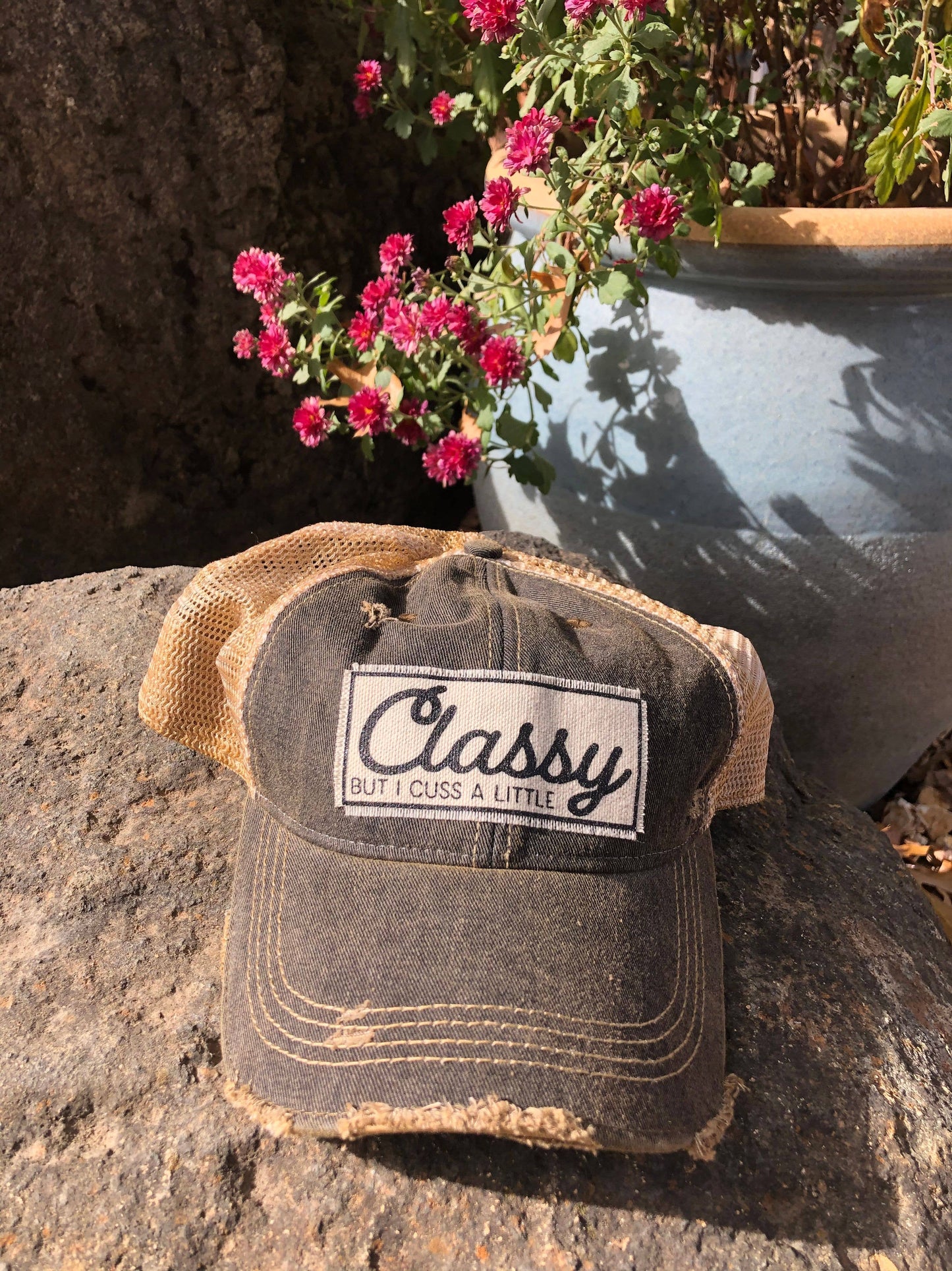Classy But I Cuss A Little Distressed Trucker Cap