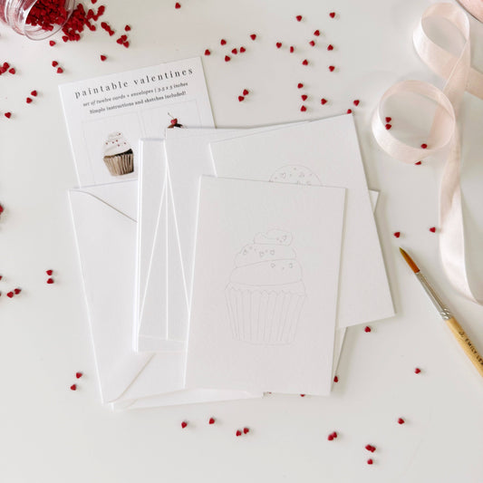 paintable watercolor notecard set Sweet treats valentines