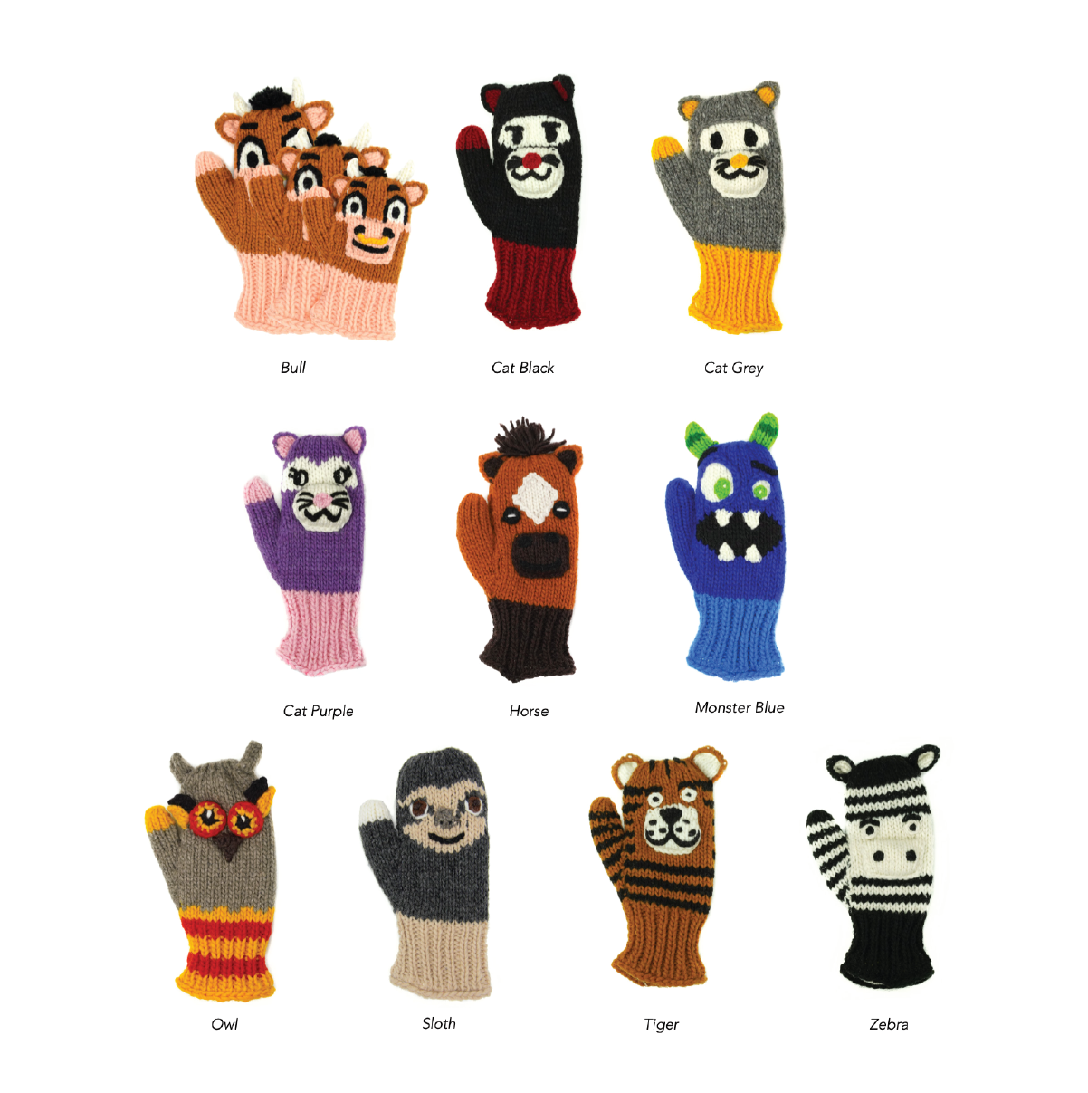 Animal Mittens - Fleece Lined