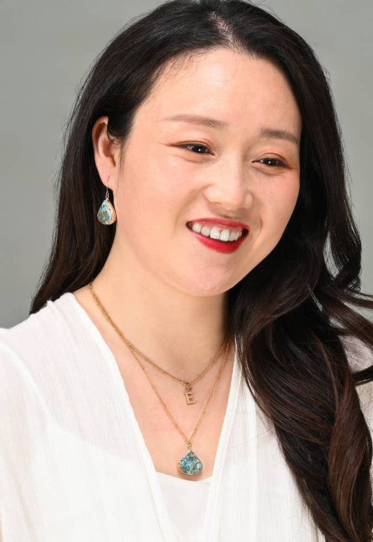 Emperor Stone Blossom Necklace- 14K Gold Plated Natural Stone Pendant Necklace