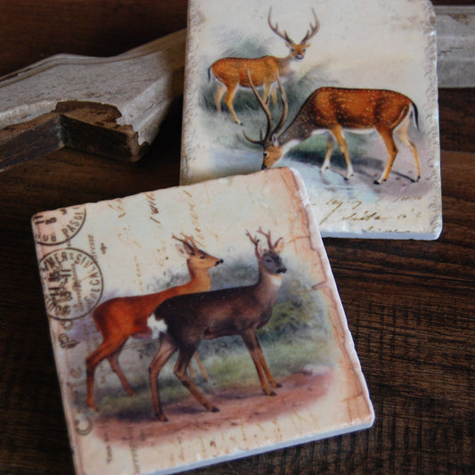 Vintage Deer stone coasters