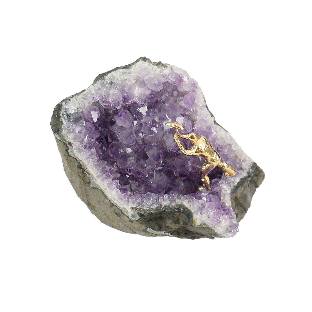 Amethyst Druzy with Miner Figurine