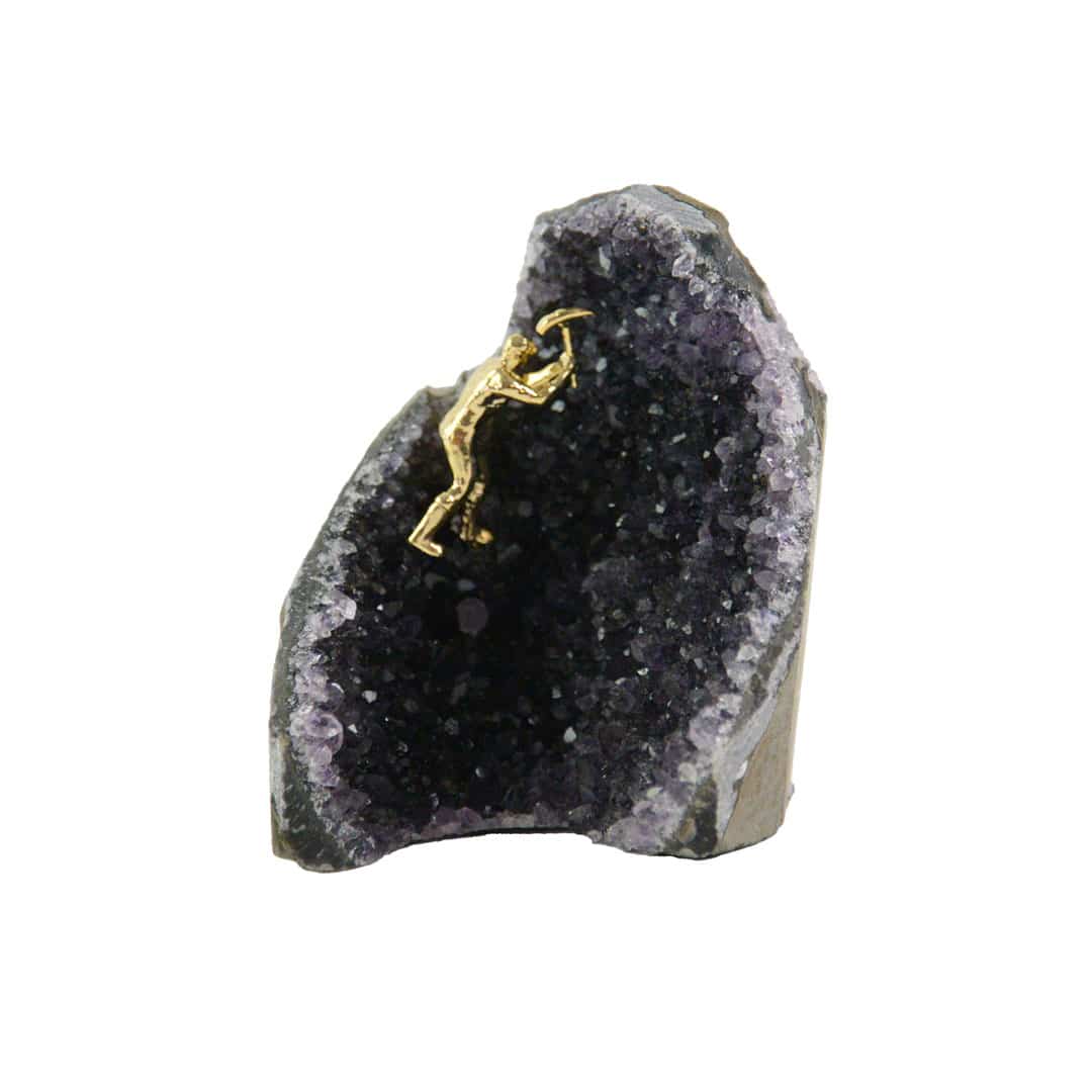 Amethyst Druzy with Miner Figurine