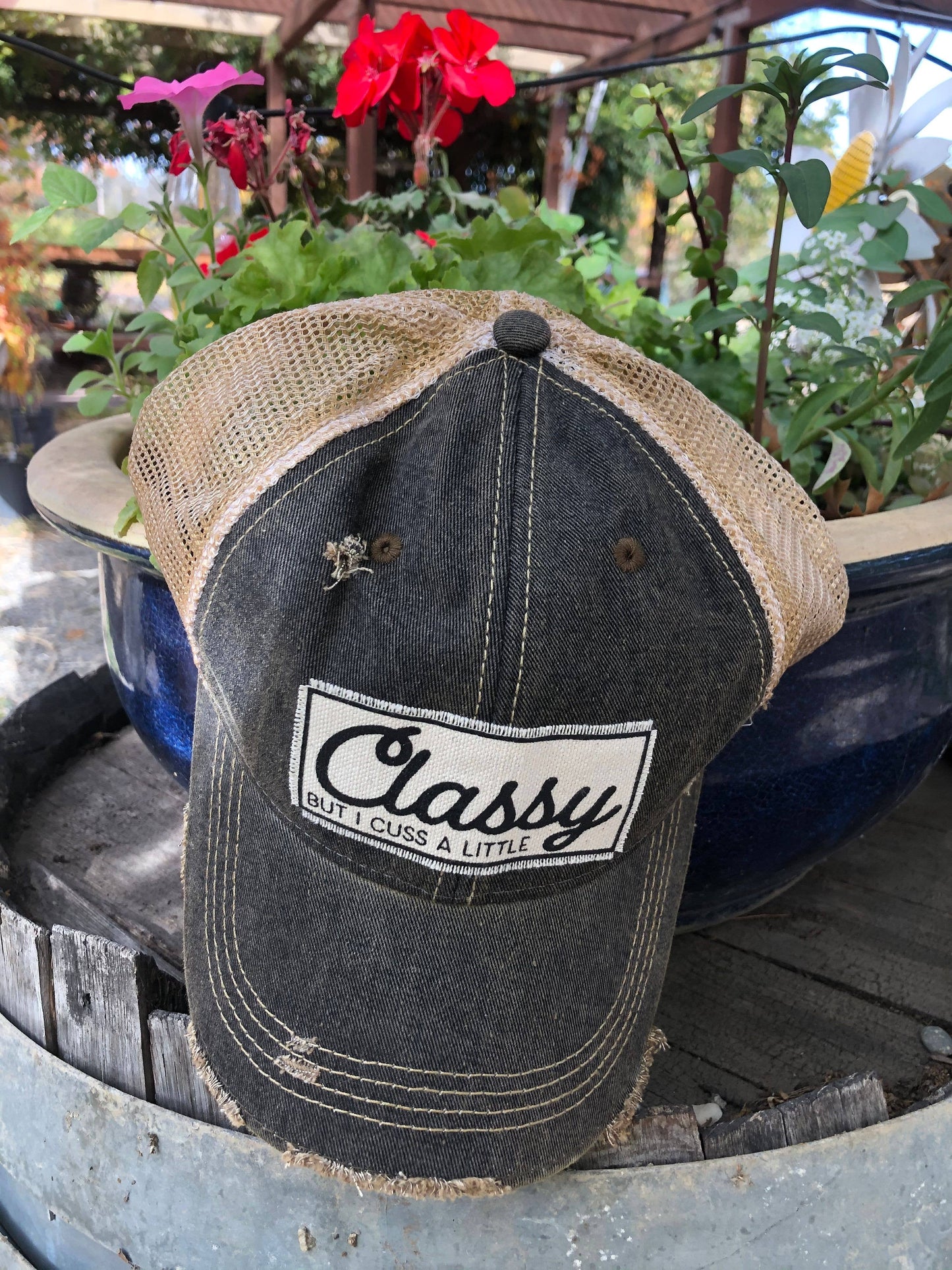 Classy But I Cuss A Little Distressed Trucker Cap