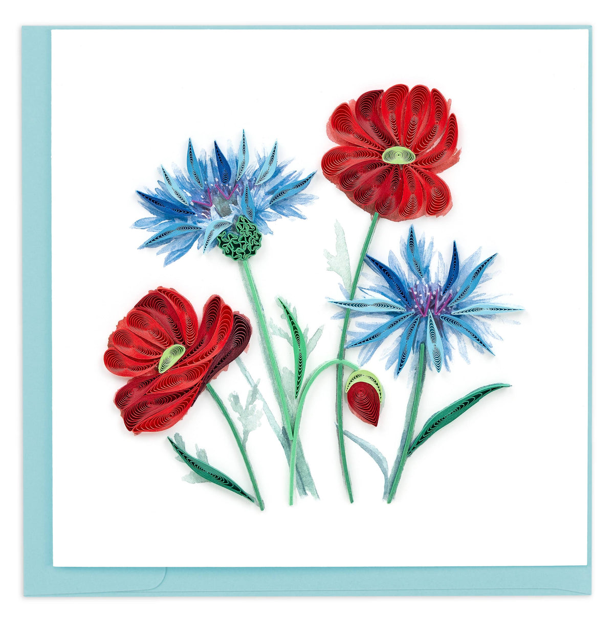 Blue Cornflower & Poppies