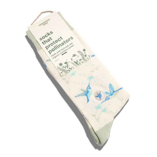 Socks that Protect Pollinators (Beige Hummingbirds): Medium