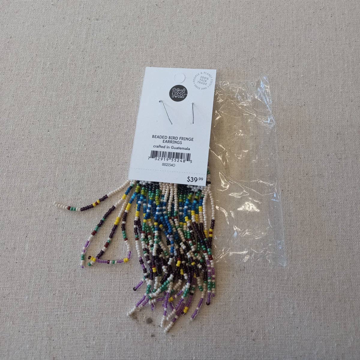 Beaded Bird Fringe Earrings