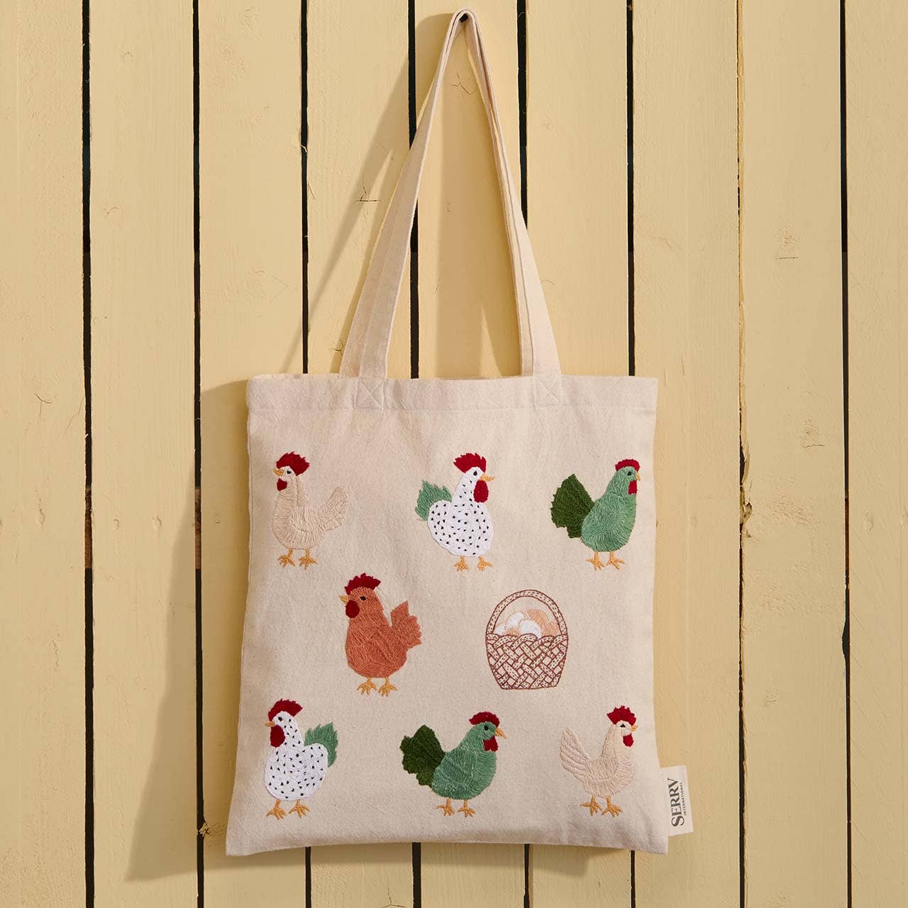 Happy Hens Embroidered Tote