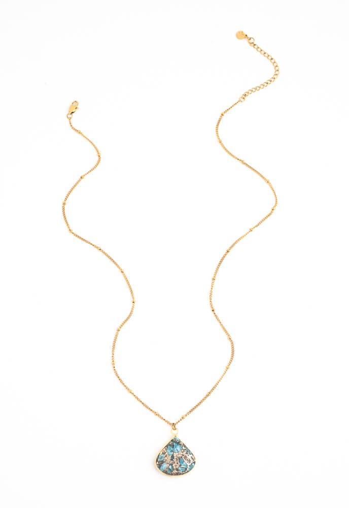 Emperor Stone Blossom Necklace- 14K Gold Plated Natural Stone Pendant Necklace