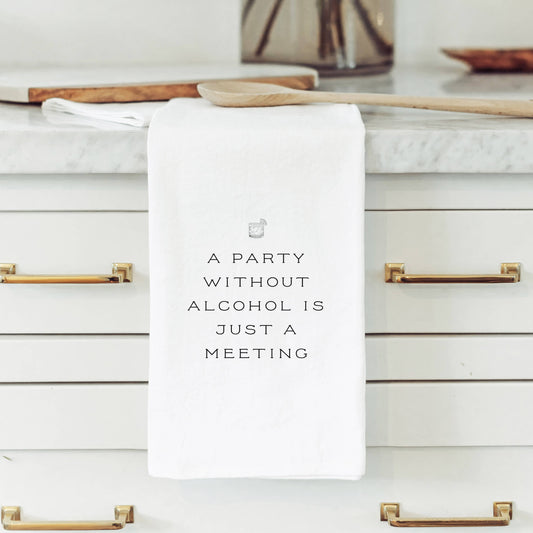 Just a meeting Tea Towel: Natural • Cotton/Linen Blend