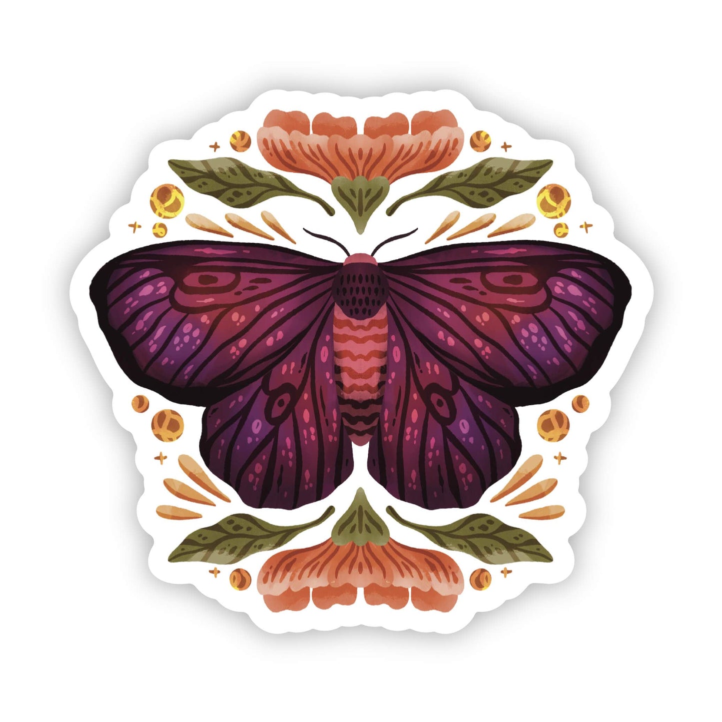 Moth Elegant Floral Sticker