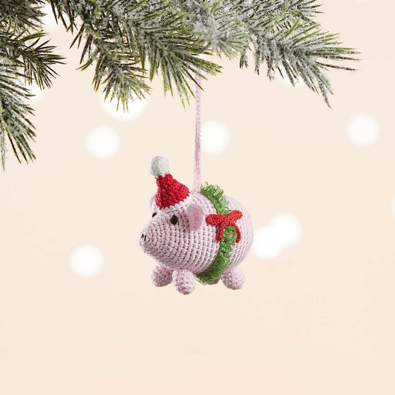 Crocheted Christmas Pig Ornament