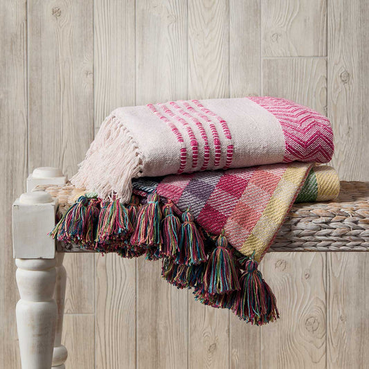Rainbow Gingham Rethread Throw Blanket