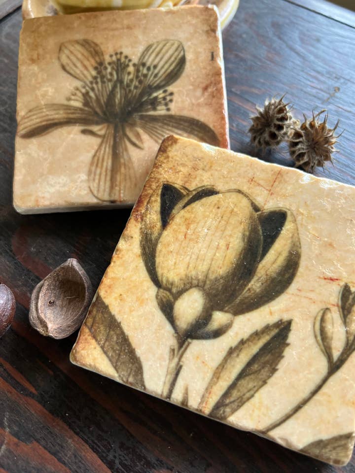 Sepia Botanicals stone coaster