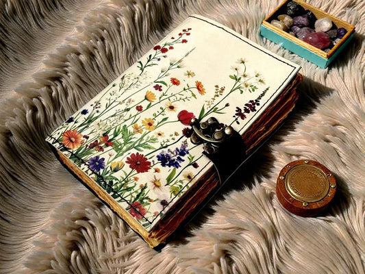 Handmade Leather Spring Flower Journal