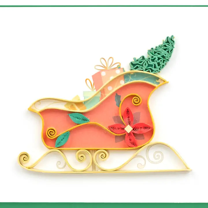 Quilled Christmas Sleigh Gift Enclosure Mini Card