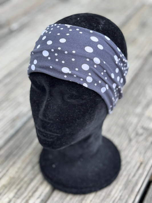 White dots on navy Headband