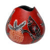 Cardinal Red Gourd Vase Vessel Bowl 3.5" Hand Carved Peru