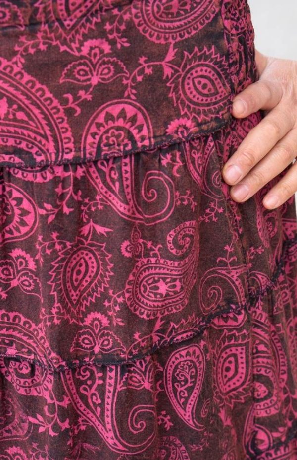 Cotton Tiered Pattern Maxi Skirt
