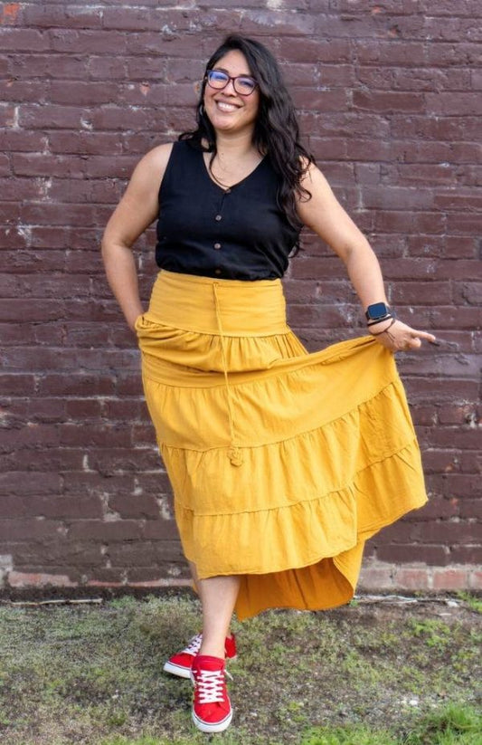 Cotton Tiered Maxi Skirt