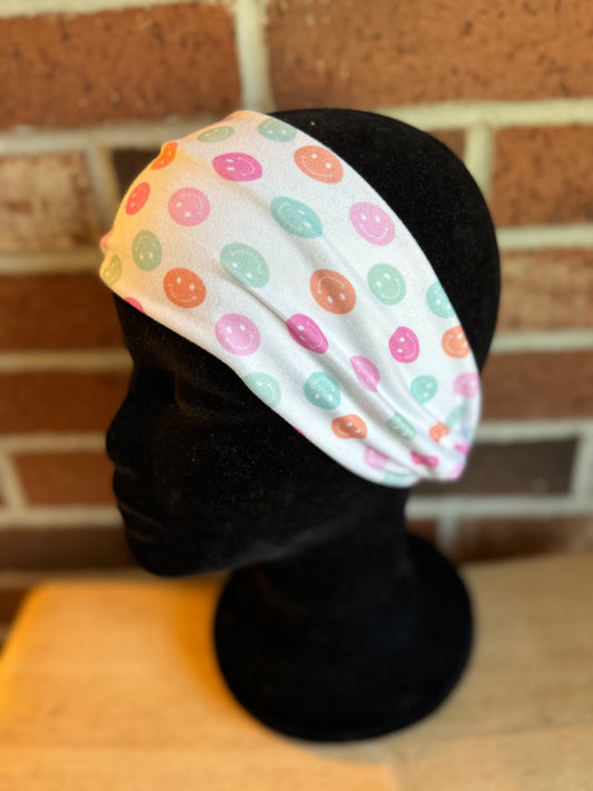 Multicolored smiley face headband